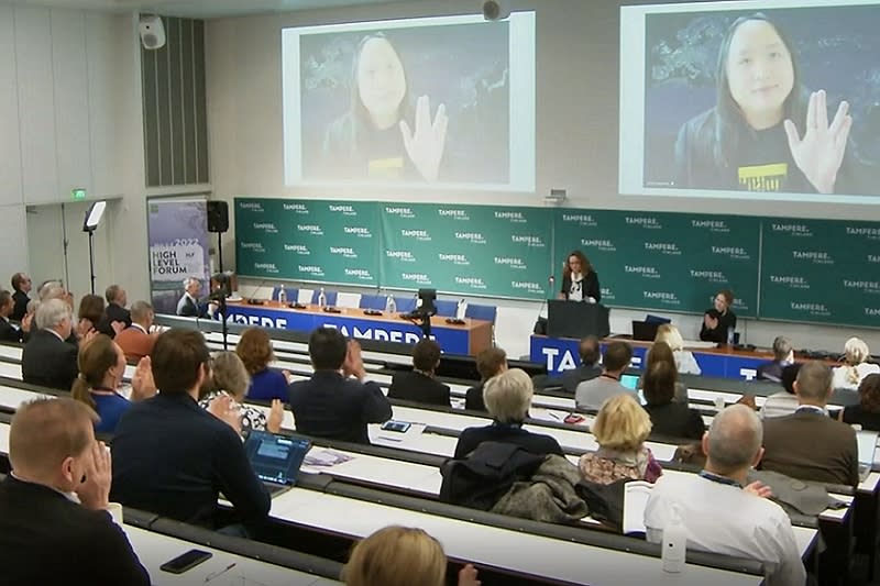 《圖說》High Level Forum（HLF）在芬蘭舉行為期三天高峰論壇，數位部部長唐鳳受邀在首日論壇開幕式中擔任主講貴賓。（圖／工研院提供）