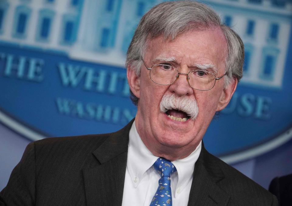 National security adviser John Bolton speaks during a news briefing in  the White House in Washington, Jan. 28, 2019.