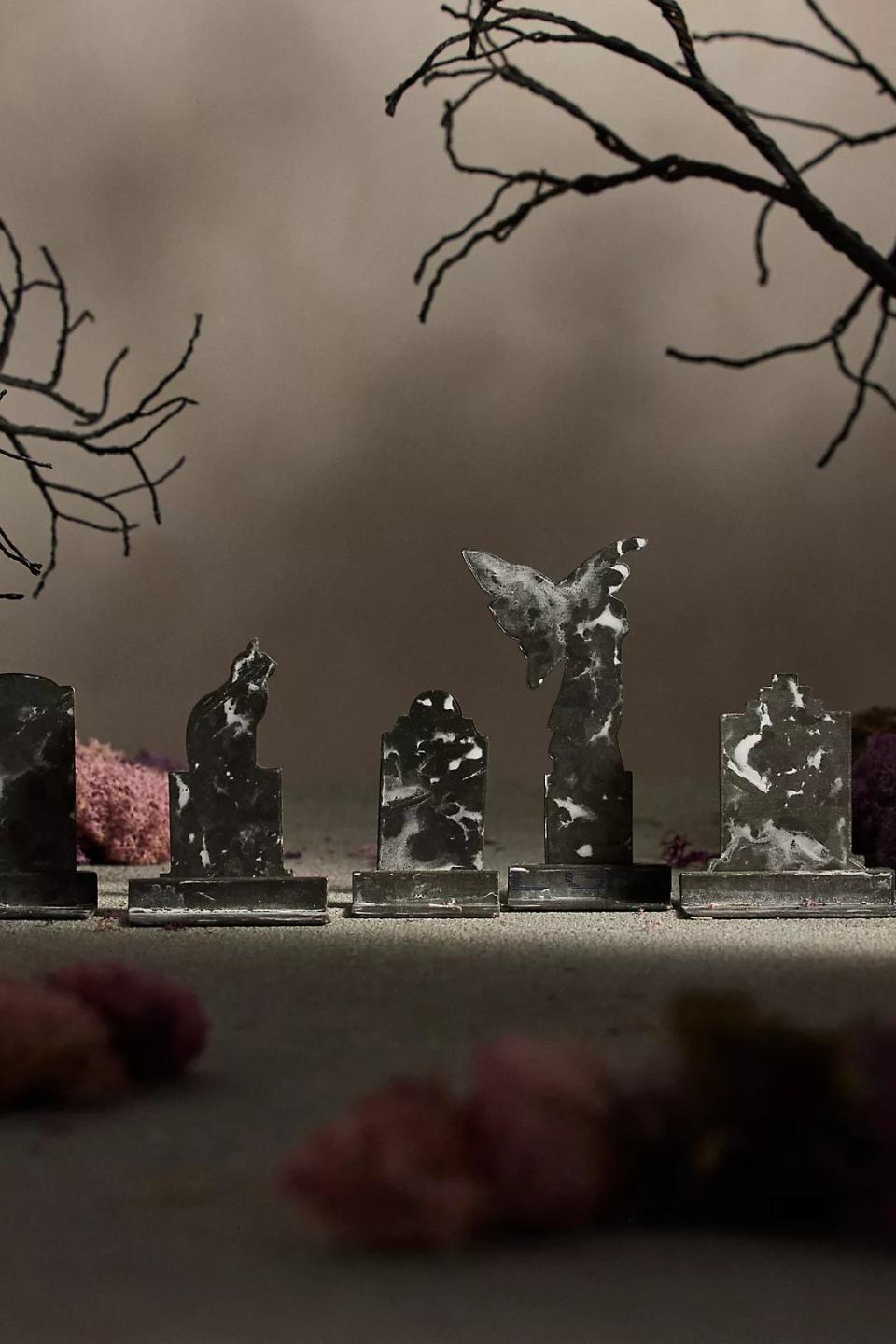 set of five mini tombstones