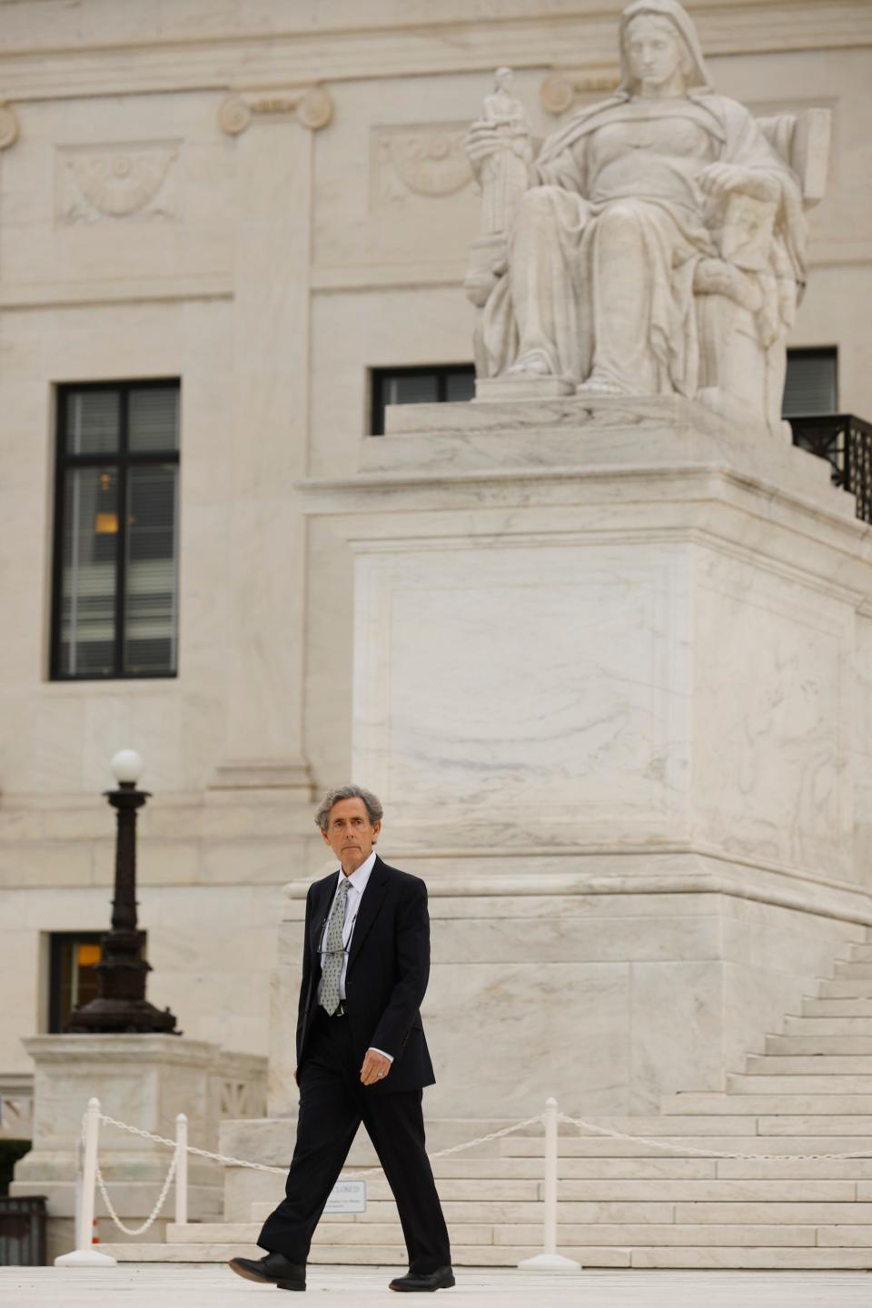 Edward Blum, a longtime opponent of affirmative action in higher education and founder of Students for Fair Admissions, leaves the Supreme Court after oral arguments on October 31, 2022, in two cases brought by the organization.