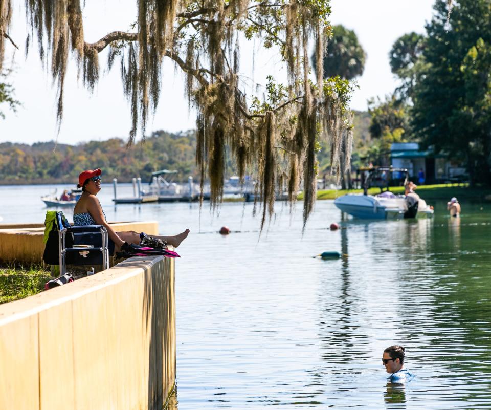 "This is our third time here. We love it," Theresa Kauffman said while relaxing along the wall as her son Mason Kauffman, 14, swam in Salt Springs on Saturday afternoon, October 23.