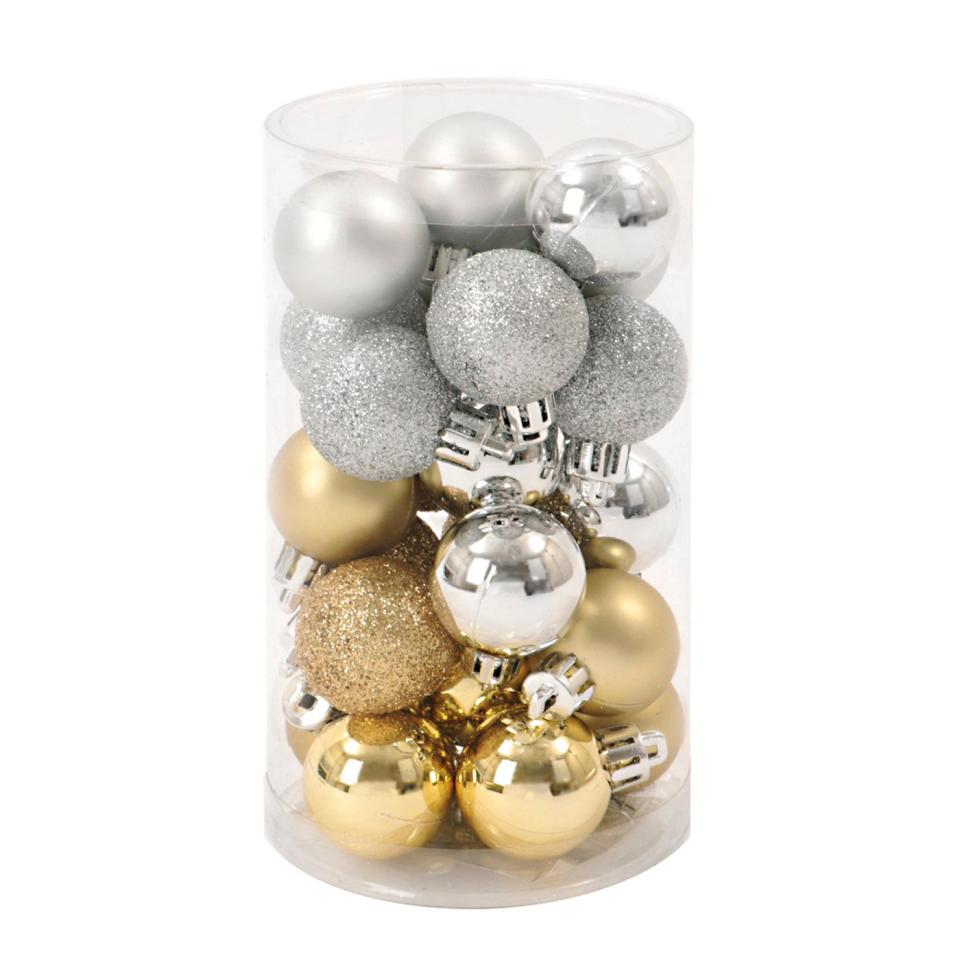 Wondershop 25-count Mini Christmas Ornament Set, Gold and Silver. (Photo: Target)