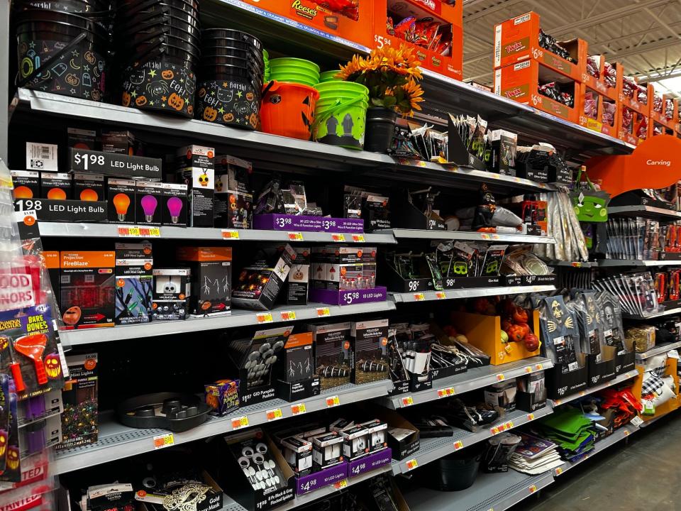 Halloween decorations at Walmart in October 2023.