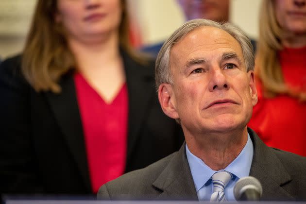 Texas Gov. Greg Abbott, shown here at a March 15 news conference in Austin, starting pushing for a pardon for man who shot a protester after Fox News' Tucker Carlson made an issue of it.