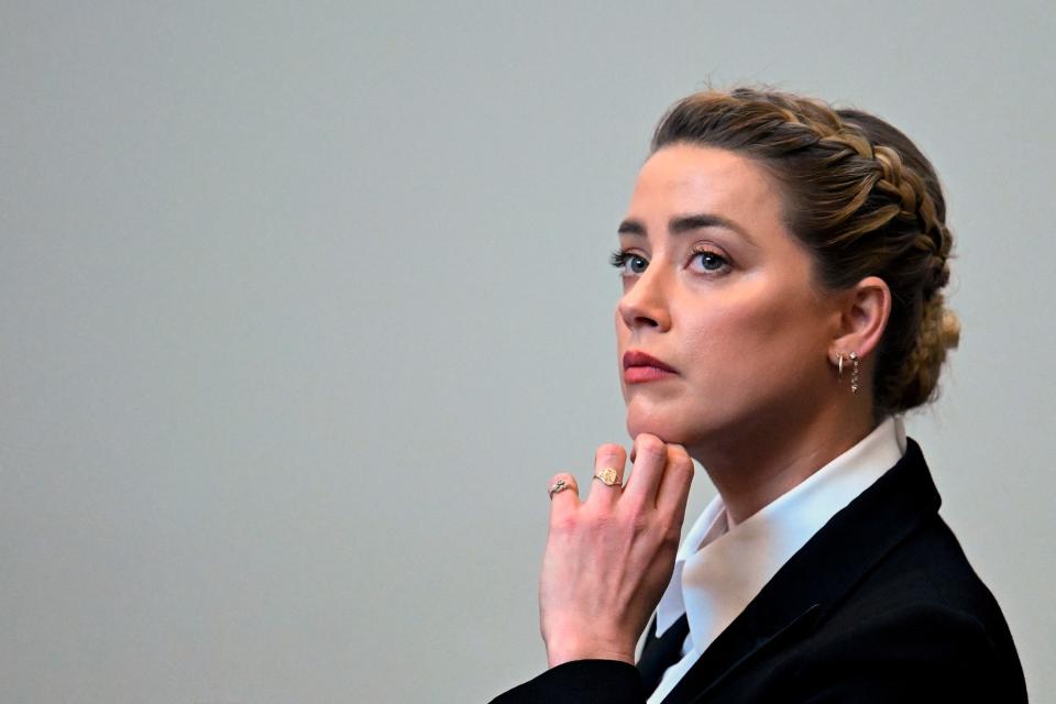 Amber Heard appears in the courtroom on May 3.