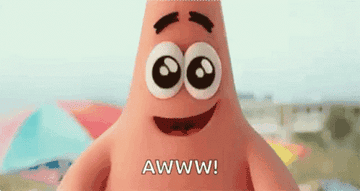 Cartoon character Patrick Star saying "Awww!"