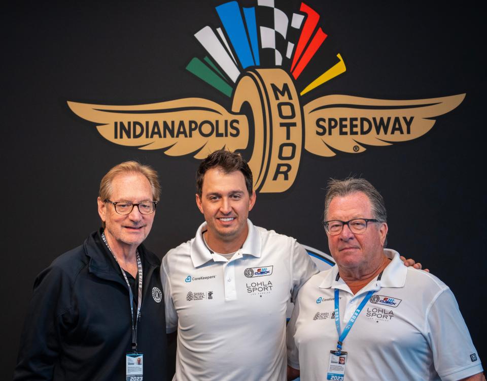 DRR owner Dennis Reinbold, Cusick Motorsports owner Don Cusick announce Graham Rahal as the replacement driver Tuesday, May 23, 2023, at the Indianapolis Motor Speedway in Indianapolis.