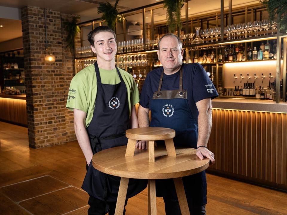 Sonny with Brigade CEO and chef founder, Simon Boyle (Daniel Hambury/Stella Pictures Ltd)