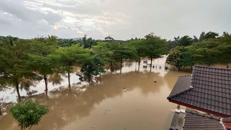 General view of the flooded town of Nakon Si Thammarat province