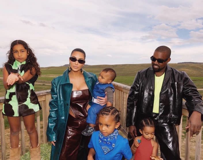 Kim Kardashian Kanye West and children North, Saint, Chicago and Psalm.