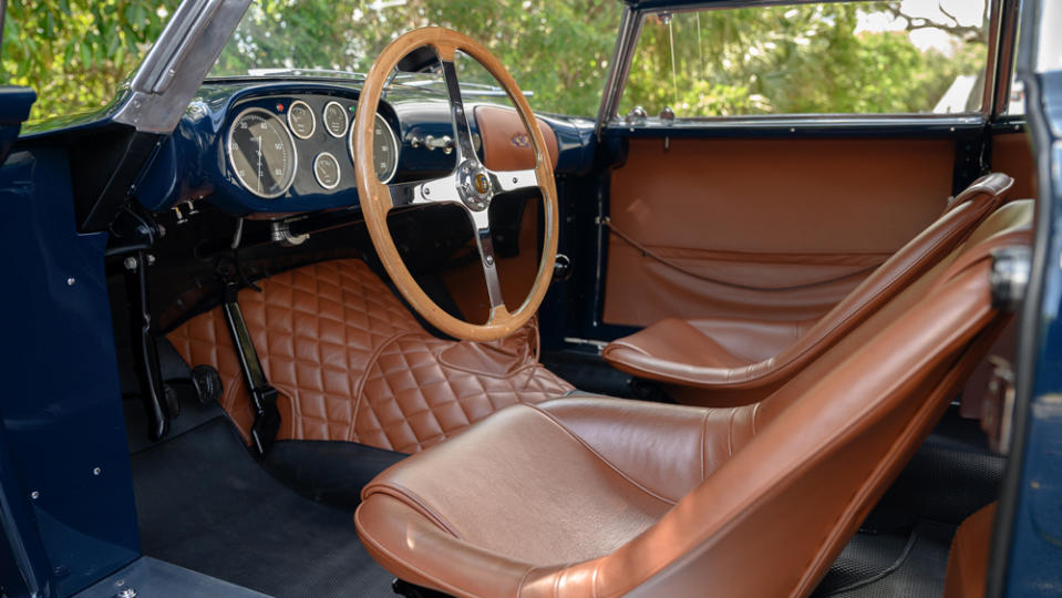 The interior of a 1953 Siata 208 CS coupe.