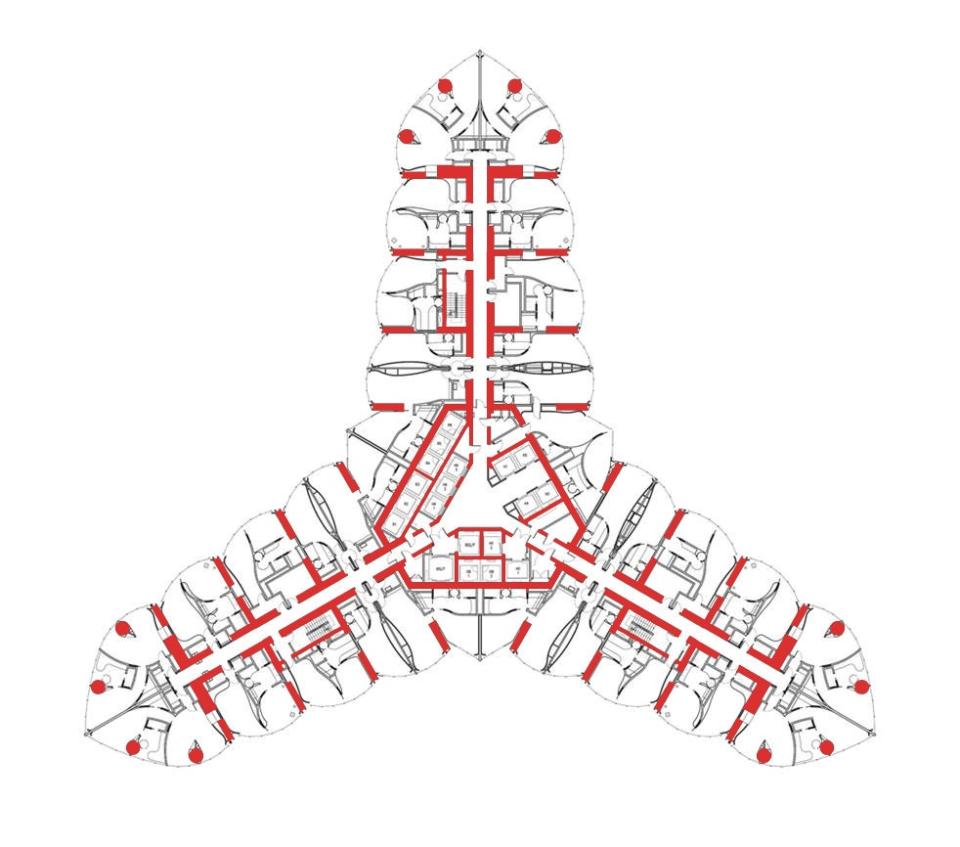 The floor plan at the Burj Khalifa.