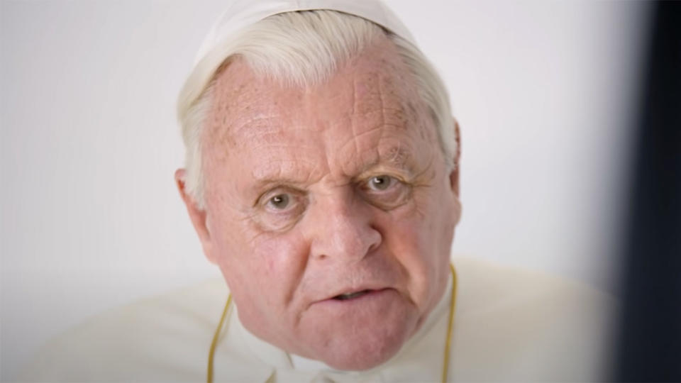 Anthony Hopkins in The Two Popes.