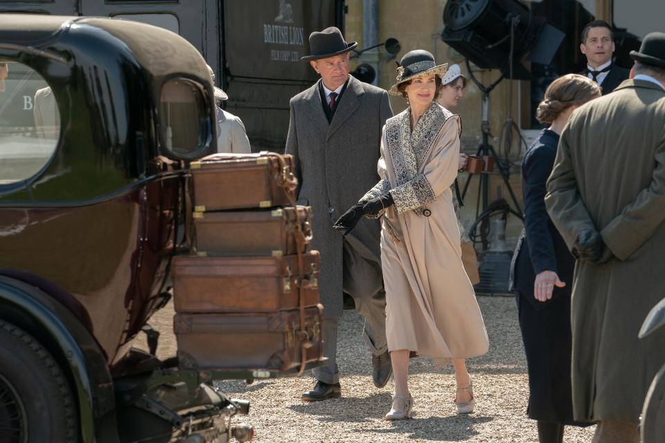 Hugh Bonneville and Elizabeth McGovern star as Robert and Cora Grantham, who host a crew of filmmakers at their grand estate in "Downton Abbey: A New Era."