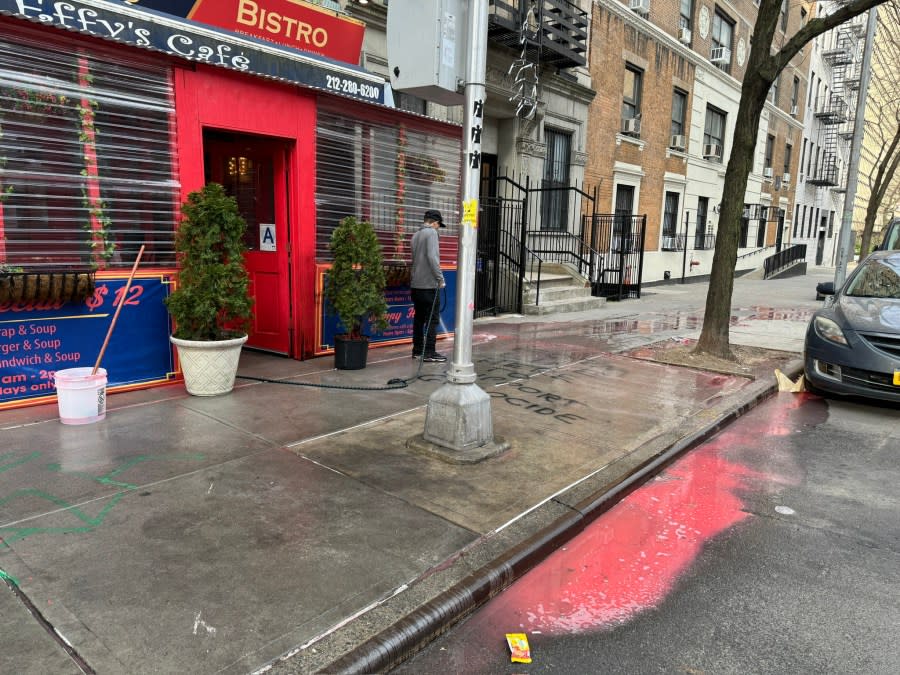 A Manhattan bistro with Israeli roots was vandalized over the weekend with graffiti. (Credit: Effys Cafe)