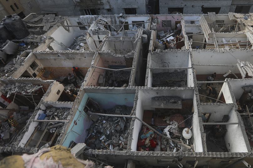 Destrucción tras el impacto de un misil en un área residencial en Rafah, Mayo.