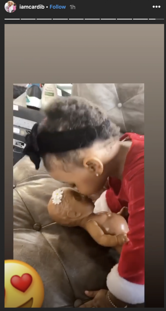 Their daughter, Kulture, also makes a sweet appearance in Cardi's Instagram Story.