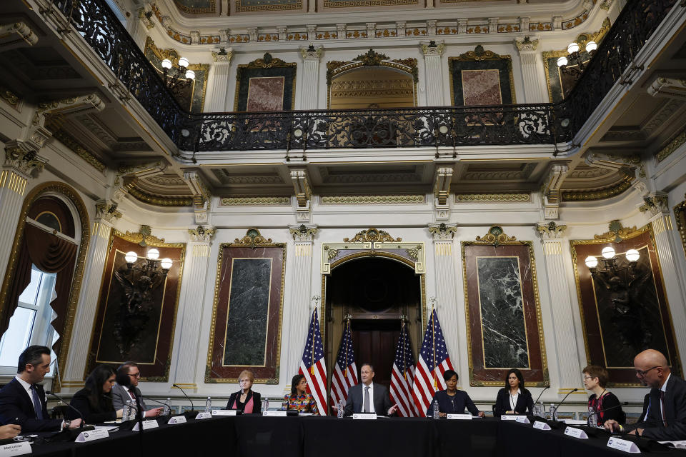 Second gentleman Douglas Emhoff during a roundtable about the rise of antisemitism. (Chip Somodevilla / Getty Images)