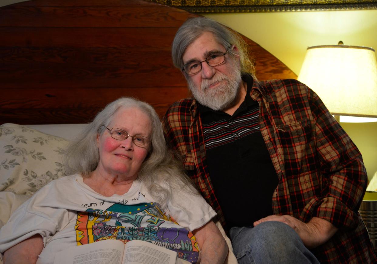 Jo Ann and Bob Bischoff who designed and built stained glass while running Bischoff Studios for many years.