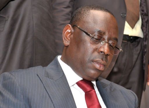 Newly elected Senegalese President Macky Sall reads his first victory speech in Dakar. Sall on Monday hailed a new era after triumphing over veteran leader Abdoulaye Wade in a presidential poll lauded the world over as an example for African democracy