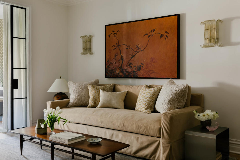 The custom David Silverstein painting energizes the living area.