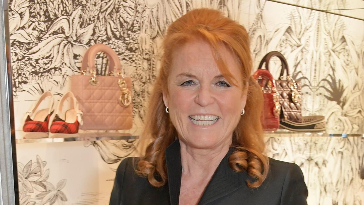 A  photo of Sarah Ferguson wearing all-black