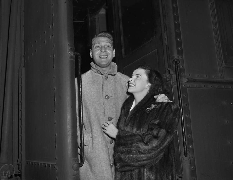 Jan. 30, 1942: Judy Garland and her husband, composer and director David Rose, visiting Fort Worth for a USO show at Camp Wolters in Mineral Wells. The couple arrived at the Texas and Pacific Railway Station. Fort Worth Star-Telegram archives/UT Arlington Special Collections