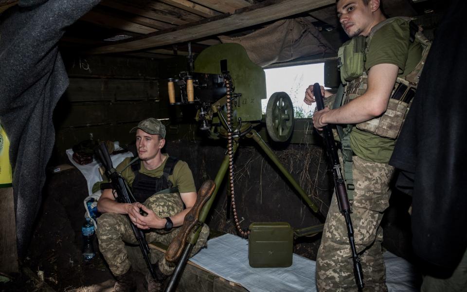 An old machine gun "Maxim" in position near Kharkiv, Ukraine - Mykhaylo Palinchak/SOPA Images/LightRocket via Getty Images