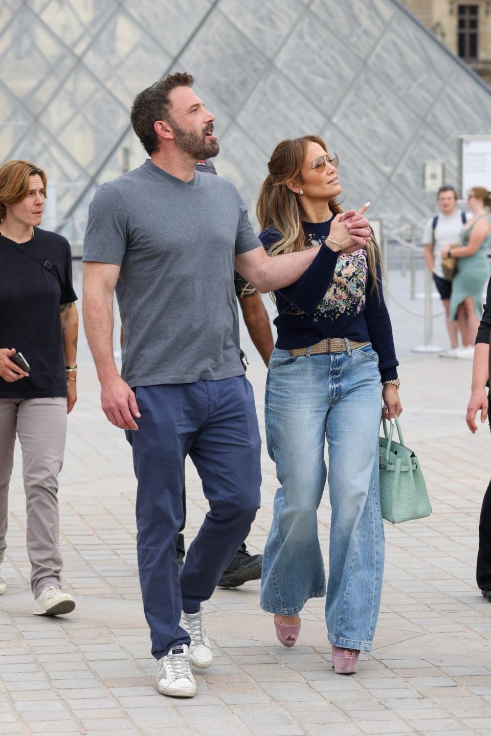 Ben Affleck and Jennifer Lopez at The Louvre in Paris.