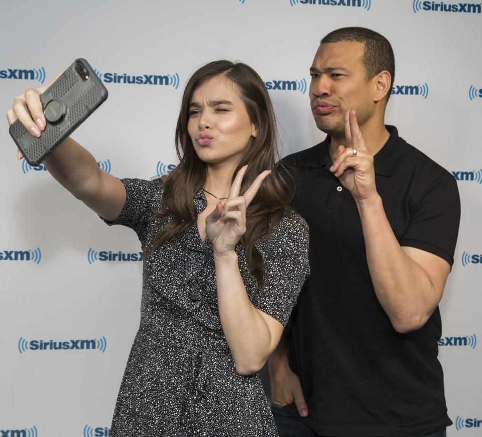 Hailee Steinfeld and SiriusXM host Michael Yo