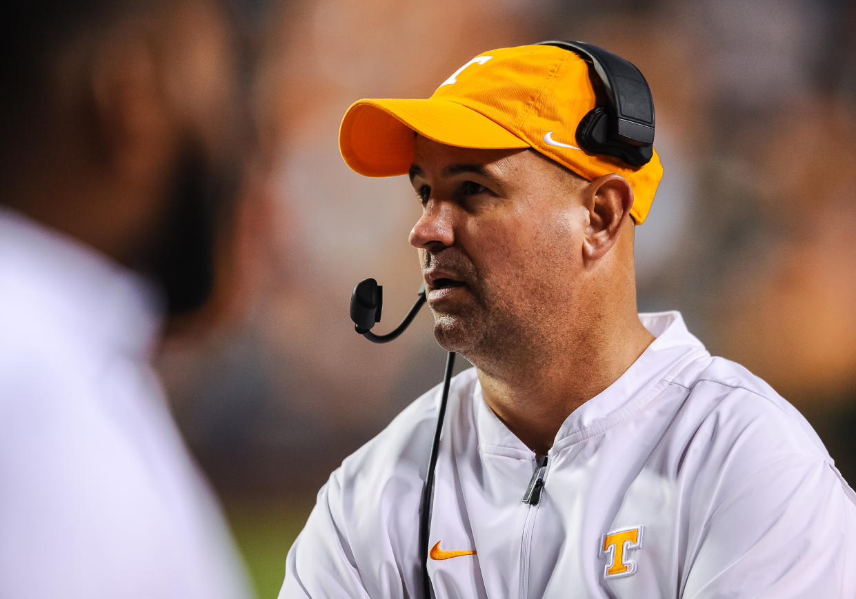 KNOXVILLE, TN - NOVEMBER 02: Tennessee Volunteers head coach Jeremy Pruitt coaching during a game between the Tennessee Volunteers and UAB Blazers on November 2, 2019, at Neyland Stadium in Knoxville, TN. (Photo by Bryan Lynn/Icon Sportswire via Getty Images)