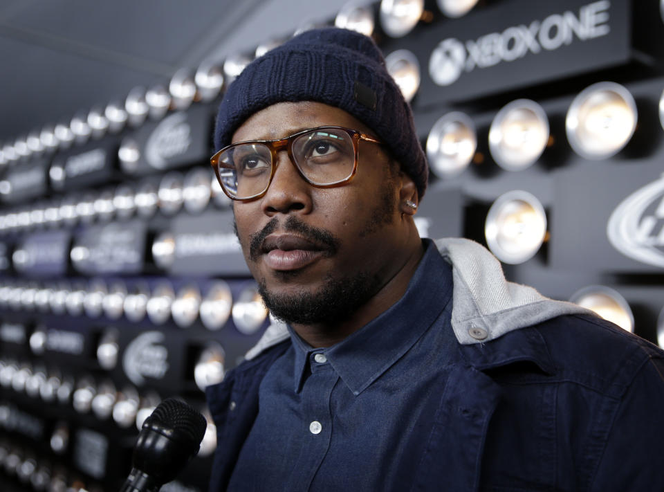 This Jan. 30, 2014 photo shows Denver Broncos' Von Miller before a video game tournament and a concert during pre-super Bowl festivities in New York. The cruise ship Norwegian Getaway is serving as a floating hotel, part of an area along with the Intrepid Sea, Air & Space Museum being called the Bud Light Hotel, for hosting Super Bowl-related events. (AP Photo)