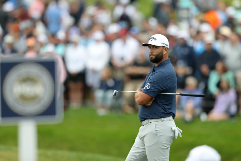 Jon Rahm leads the FedEx Cup standings entering the second tournament of the PGA Tour playoffs this week in Olympia Fields, Ill. File Photo by Aaron Josefczyk/UPI