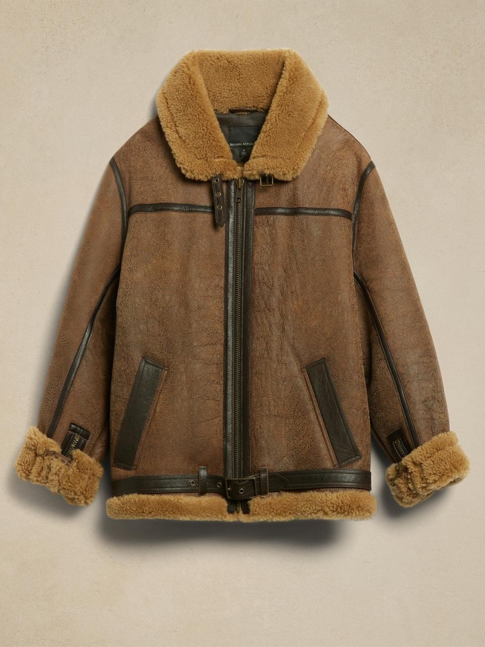Banana Republic Heritage Shearling Flight Jacket; best shearling coats; best shearling jackets