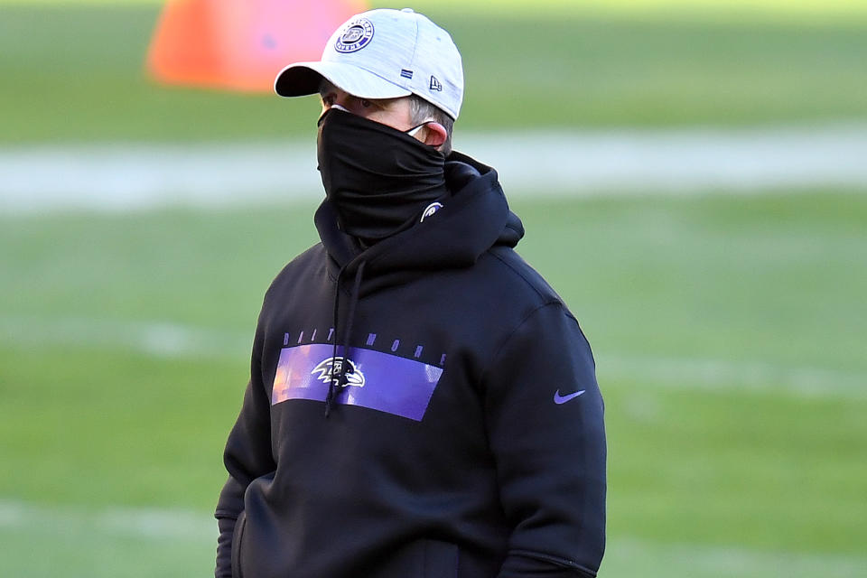 Baltimore Ravens head coach John Harbaugh blew a scoring chance at the end of the first half against the Steelers. (Photo by Joe Sargent/Getty Images)