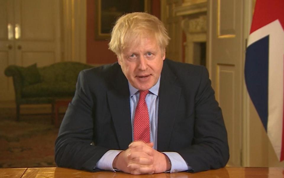 Boris Johnson addressing the nation as he placed the UK on lockdown - PA