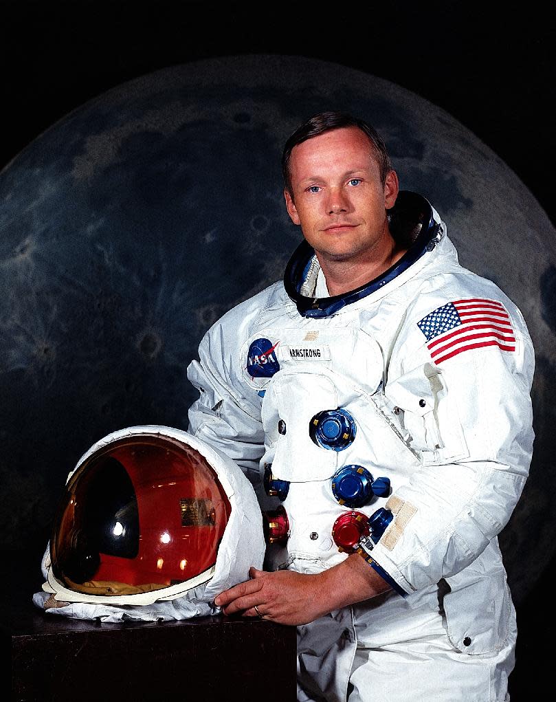 In undated photo provided by NASA shows Neil Armstrong.  The family of Neil Armstrong, the first man to walk on the moon, says he has died at age 82. A statement from the family says he died following complications resulting from cardiovascular procedures. It doesn't say where he died. Armstrong commanded the Apollo 11 spacecraft that landed on the moon July 20, 1969. He radioed back to Earth the historic news of