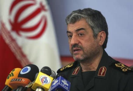 FILE PHOTO: Mohammad Ali Jafari, commander of the Islamic Revolutionary Guard Corp, attends a news conference in Tehran February 7, 2011. REUTERS/STRINGER
