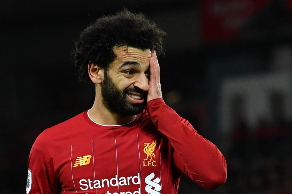 Mohamed Salah and Liverpool are on a record-setting pace in the Premier League this season. (Photo by PAUL ELLIS/AFP via Getty Images)