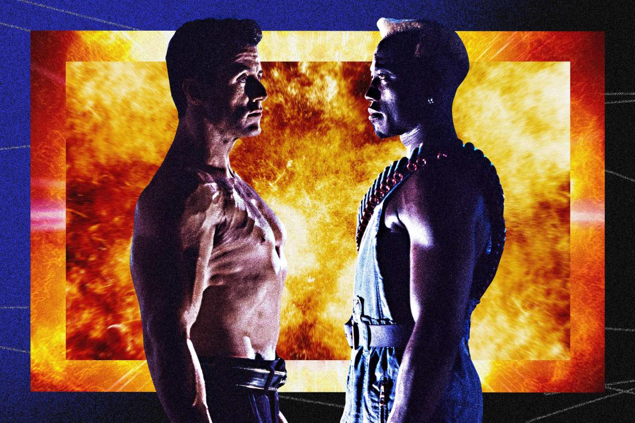 Demolition Man pitted Sylvester Stallone against Wesley Snipes in a near-future setting. (Images: Warner Bros., Illustration: Yahoo News)