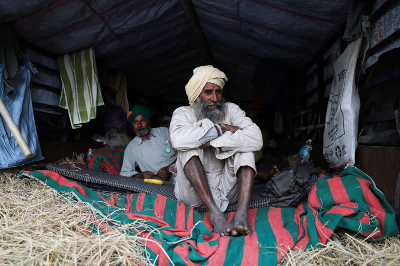 A protest against the newly passed farm bills at Tikri border near Delhi