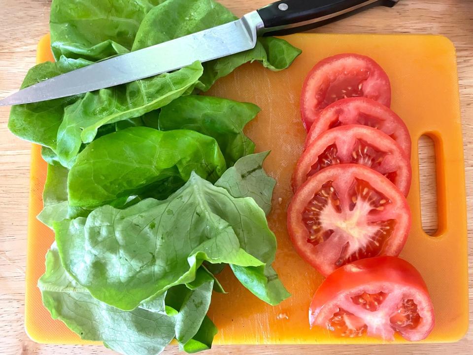 Cutting veggies for Gordon Ramsay's Burger