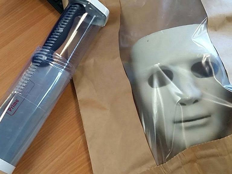 A man in a horror mask was arrested after he chased people through the streets of Newquay in Cornwall while brandishing a meat cleaver.The 45 year-old suspect was spotted roaming around the town in the early hours of Saturday morning.Police said they had received multiple calls about the “Friday 13th type incident” shortly before 5am.Armed officers, who were already on patrol in the area, stopped the man around 10 minutes later with the help of Rudi the police dog.“Imagine coming face to face with a person armed / wearing these,” the response team tweeted.The police dog's Twitter account added: “PD Rudi made his presence very clear and possibly was the ultimate deterrent in preventing the suspect from running away or fighting officers.”Photos posted by the police response team showed the knife and a white face mask, which is most similar to that worn by fictional killer Michael Myers in the film Halloween.> Another weapon off the streets!! PD Rudi made his presence very clear and possibly was the ultimate deterrent in preventing the suspect from running away or fighting officers. teamwork @e_newquaypolice @AllianceArv https://t.co/PzuG8nL07w pic.twitter.com/JcBipzKPvx> > — PD Rudi (@PDRudi2) > > June 15, 2019Nobody was injured during the incident, the police said.The suspect was still in custody on Sunday morning.