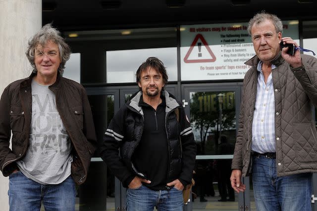 (Left - right) James May, Richard Hammond and Jeremy Clarkson arrive at the Odyssey Arena, Belfast, ahead of the opening Clarkson, Hammond & May Live show.