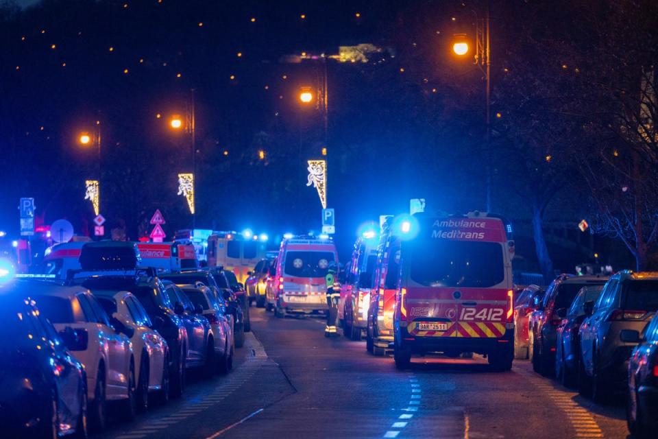 Ambulances arrived quickly at the scene of the mass shooting (Anadolu via Getty Images)