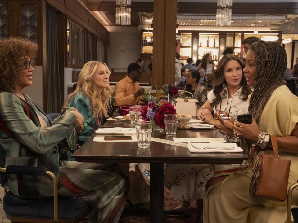 Nicole Ari Parker, Sarah Jessica Parker, Kristin Davis and Karen Pittman in ‘And Just Like That’ (Sky)