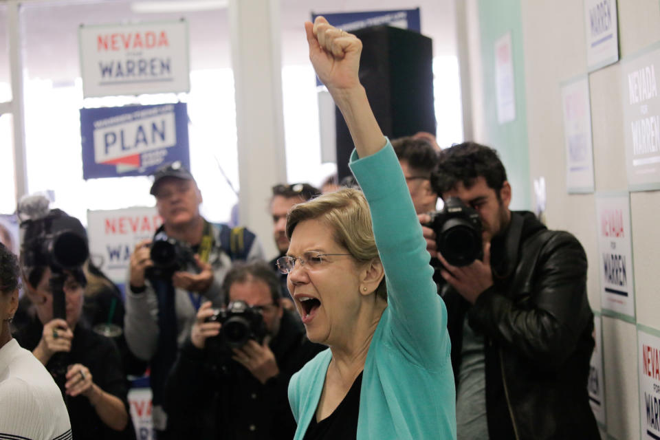 U.S. Democratic presidential candidate Senator Elizabeth Warren holds a "Canvass Kickoff" event at her campaign field office in North Las Vegas, Nevada, U.S. February 20, 2020.&nbsp; (Photo: David Ryder / Reuters)