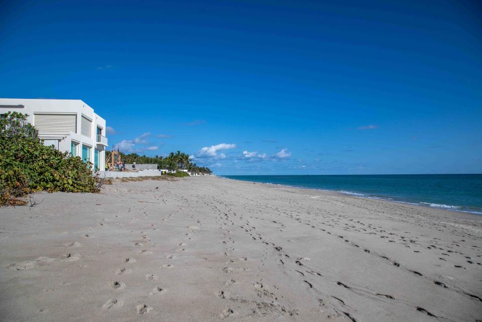 Workers said the beach, seen here on Monday, actually widened in this section near Mar-a-Lago following hurricane Nicole.