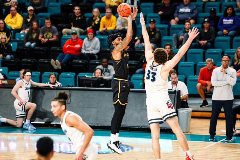 Wichita State’s Colby Rogers attempts a jumper against Liberty in a semifinal loss to the Flames at the Myrtle Beach Invitational.