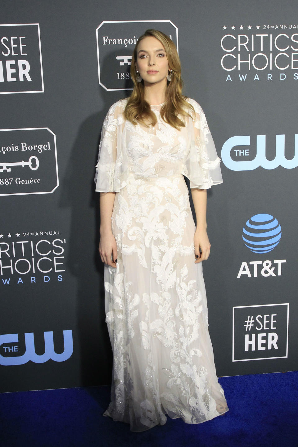 <p>Terminamos con un aprobado alto, el de la actriz de ‘Killing Eve’ tras triunfar con un vestido de Zuhair Murad. (Foto: Nina Prommer / EFE / EPA). </p>